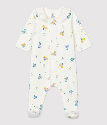 PETIT BATEAU - Dors-bien à col imprimé fleurs bébé en velours de coton biologique